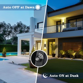 KIZON Dusk to Dawn Outdoor Wall Lights, Cylinder Up and Down Lights Outdoor Wall Sconce, Matte Black Porch Light Bulbs Included, 3000K Warm Light Modern Outside Wall Lights for House Garage Patio