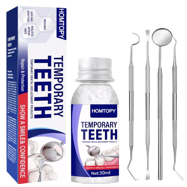 Dentures Make Yourself Tooth Repair Set with 4 Tools, Natural