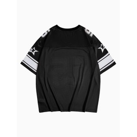 SOLY HUX Men's Graphic Jersey T-Shirts V Neck Racing Print Casual Tees Streetwear Summer Top Tshirt Black Graphic Medium