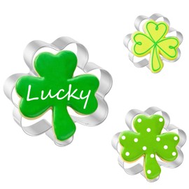 JOB JOL Cookie Cutters 3 PCS, Shamrock Cookie Cutters, 2.5'', 3'', 4'', for Irish St.Patrick's day
