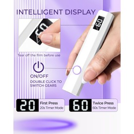 mlogiroa Mini UV Light for Nails Handheld Flash Cure Light 3w Portable Led Lamp with 2 Timer Settings 20/60s for Home DIY Salon Women Gel Polish (White)