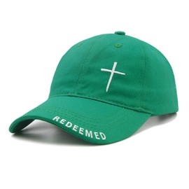 LIRUHOXA Christian Hat for Men & Women, Embroidered Cross Jesus Hat, Christians Baseball Cap Religious Faith Gifts Green
