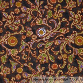 Red Rooster Fabrics BonEful Fabric FQ Cotton Quilt Brown Red Gold African Flower Jewel Tone Dot SALE
