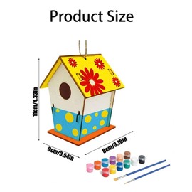 4 Pack DIY Bird House Kit for Kids, Wooden Crafts Arts, Build and Paint Birdhouse, Garden Decoration