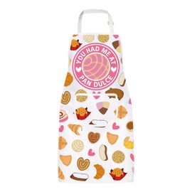 MYSOMY Mexican Pan Dulce Apron Mexican Sweet Bread Cooking Apron Mexican Food Lover Gift Conchas Apron Latina Mom Gift (Pan Dulce Apron)