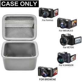Vlogging Camera Case Compatible with Duluvulu/for TEBNGIHNM/for zheozeig/for Oiadek 4K Digital Cameras for Youtube. Vlog Camera Carrying Storage for Lens, Cable and Other Accessories -Grey
