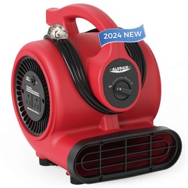 ALORAIR (2024 New) 600 CFM Air Mover Blower Fan for Industrial, Workshop, and Home Use - 3 Speeds, 5 Adjustable Angles and Daisy Chain - Ideal for Water Damage Restoration and Plumbing - GF600A Red