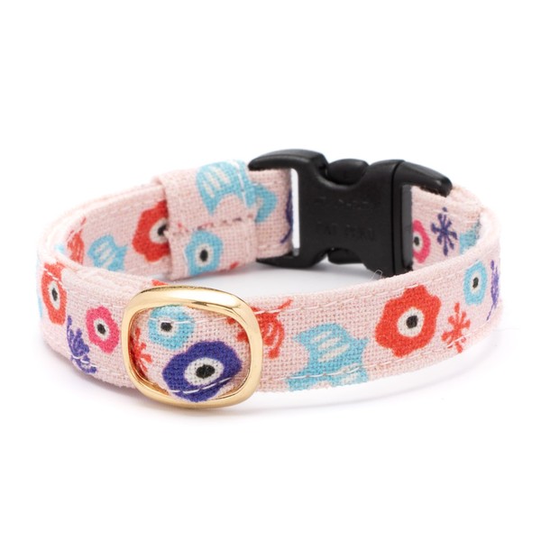 Poponcat Graphic Cat Collar, European Style Floral Pattern, Safety Buckle,