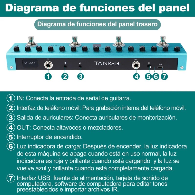 Efecto De Guitarra Tank G Profesional Y Portátil Verde