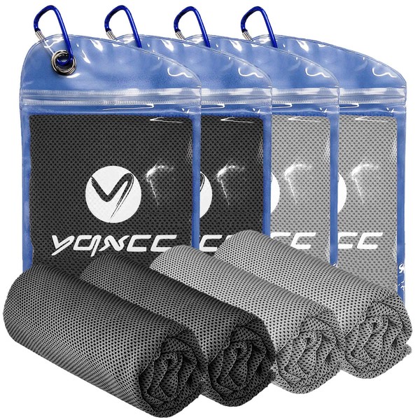 YQXCC 4 Pack Cooling Towel (40"x12") for Neck, Microfiber Ice Soft Breathable Chilly Cold Towel for Yoga, Golf, Gym, Camping, Running, Workout & More Activities