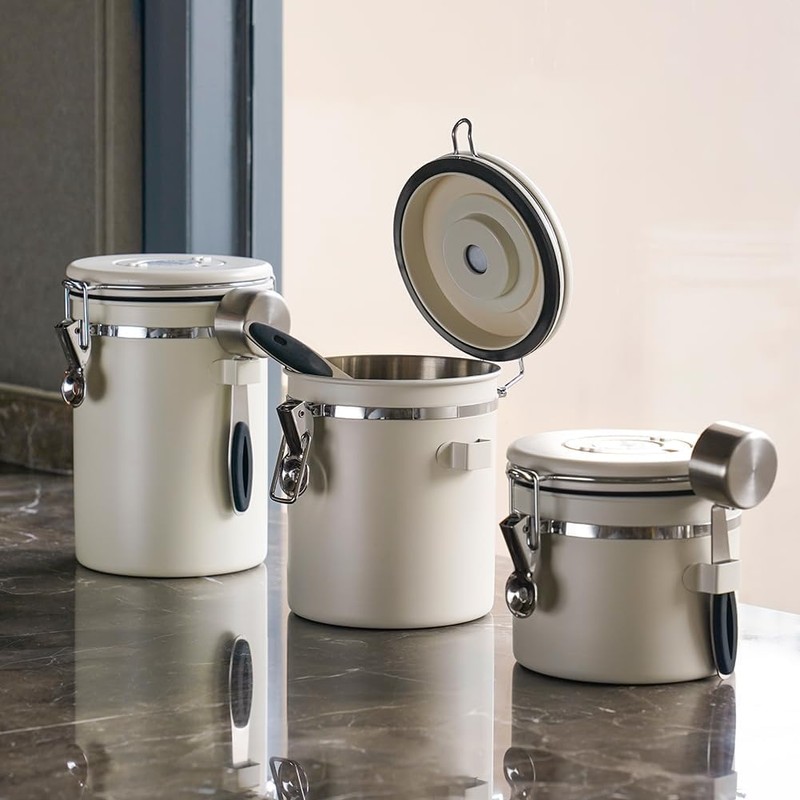 watchget Airtight Coffee Canister Coffee Bean Storage One Way Releasing