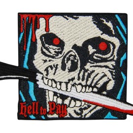ZEGINs The Reaper in Hell to Pay Patch Embroidered Applique Badge Iron On Sew On Emblem