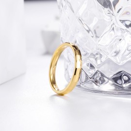 THREE KEYS JEWELRY 3mm Gold Plated Basic Tungsten Carbide Five Faceted Per Row Design Wedding Band Engagement Ring for Men Women Comfort Fit Simple Unisex, 6.5, Non-Precious Metal, No Gemstone