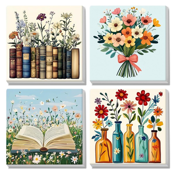 MISCER 4 Pack Flower Paint by Numbers for Adults Beginner,