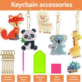 Pack of 5 Diamond Painting Keychains, 5D Diamond Painting Pendants, DIY Diamond Painting, Diamond Painting Pictures Keychains, Full Set for Women, Girls, Handbag Key Kits
