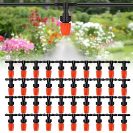 40 Pieces Watering Dripper with T-Joints, Adjustable Micro Drip Irrigation, Micro Drip Irrigation, Irrigation System with T-Joints for Garden Watering, Greenhouse, Seedling - Orange