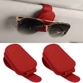VBGURR 2Pcs Sunglasses Holder for Car Universal Car Sunglasses Holder Car Sunglasses Holder Clip Sunglasses Holder for Car Decorations (Red)