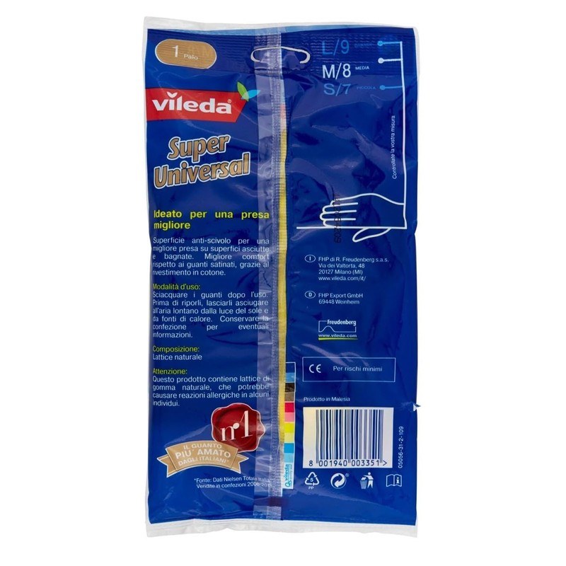 Vileda The Grippy Household Glove for More Grippy Work Size