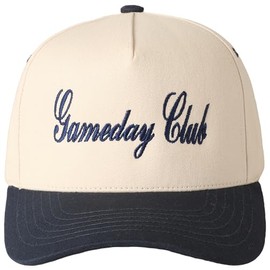 MIRMARU Two-Tone Vintage Canvas Trucker Hats for Men & Women, Adjustable Size Baseball Caps with Trendy Embroidered Design (US, Alpha, One Size, Gameday Club, Navy)