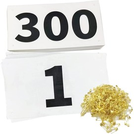 Kayiete 1-300 Running Race Bibs Large Numbers with Safety Pins for Marathon Race Events- Tyvek Tearproof Waterproof