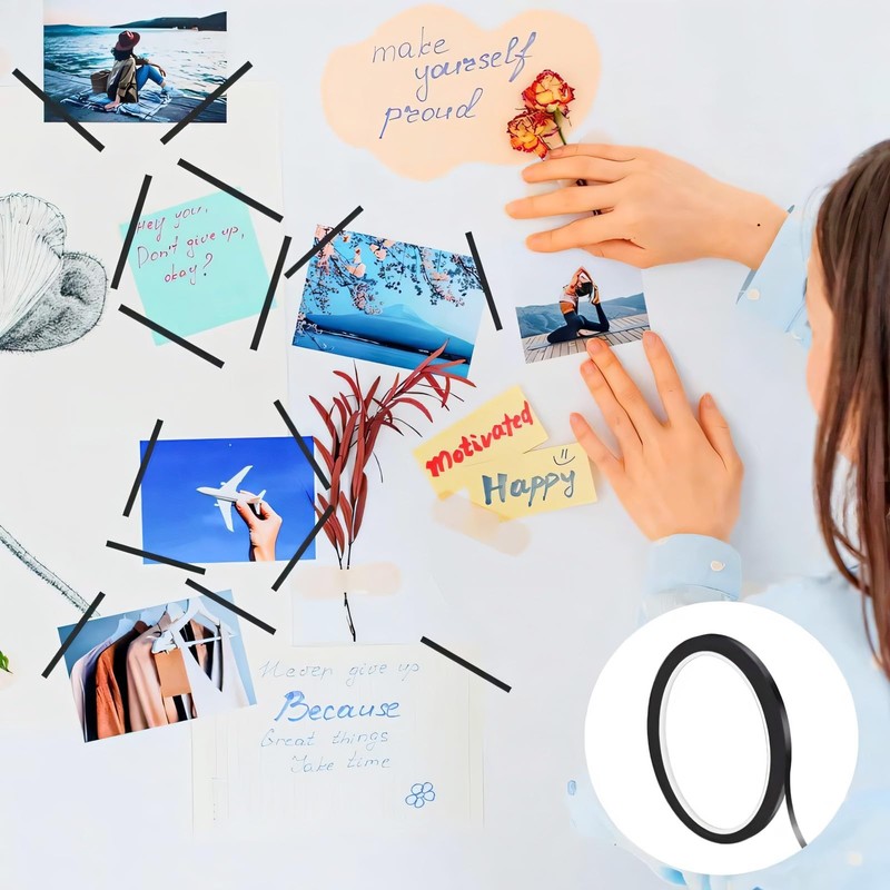 3 Rolls Black Whiteboard Tape, Precision Grid & Table Layout