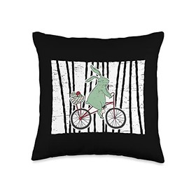Biking Cycling Chocolate Egg Hunting Easters Bunny Biker Resurrection Day Rabbit Egg Hunt Easter Jesus Throw Pillow, 16x16, Multicolor