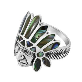 AeraVida Native American Style Abalone Shell Inlay .925 Sterling Silver Ring | Elegant Wedding Rings for Women | Casual Comfort Fit Silver Rings for Women, Men | Gift for Men (6)