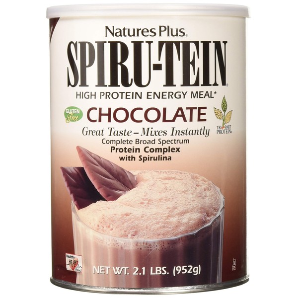 NaturesPlus SPIRU-TEIN Shake - Chocolate - 2.1 lbs, Spirulina Protein Powder - Plant Based Meal Replacement, Vitamins & Minerals for Energy - Vegetarian, Gluten-Free - 34 Servings
