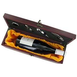 Customizable Wine Box and Accessories Presentation Set with Beautiful Rosewood Matte Finish, Includes Personalization