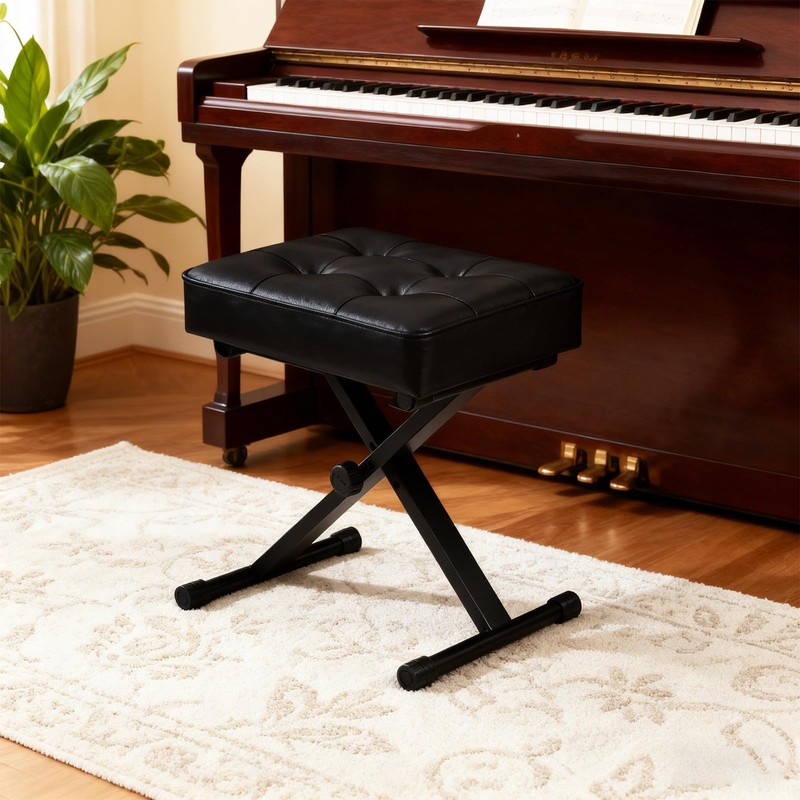 Adjustable Piano Bench Keyboard Bench - Foldable Keyboard Stool with