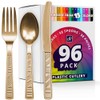DecorRack Plastic Cutlery Set, Gold Colored Plastic Silverware Sets for