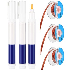 No Clean Soldering Pen and Solder Remover Wick, 0.1 Inch Wide and 59 Inch Long, Solder Braid Wick Liquid Flux for Electronics Welding Repair Tabbing Wire Maintenance