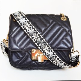 Wide Shoulder Bag Strap, Adjustable Replacement Handbag Straps Belt, Cross Body Handbag Purse Canvas Bags Strap with Clips (3.8CM-Gold Buckle) (Beige Trim)