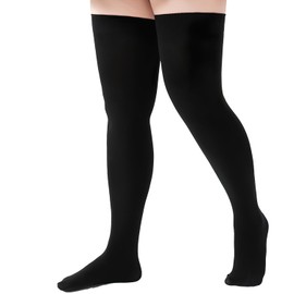 DsHome 80 Denier High Socks, Black, Large Sizes, Above Knee, Stockings, Over the Knee Socks, Compression, White, Black