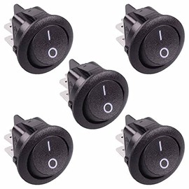 On-Off Round Rocker Switch DPST 10A Hobby DIY Auto Electronics (Pack of 5)