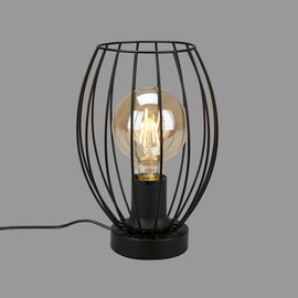 BRILONER Leuchten 7026-015 Table Lamp, Bedside Lamp, Desk Lamp, 1 x E27 with Cable Switch, Black, 175 x 256 mm (DxH)