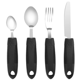 Extra Wide Handles Easy Grip Cutlery Set of 4 Disability Aids,Chunky Handles, Corfort Grips Disability Ideal Dining aid for Elderly Disabled Arthritis Parkinson's Disease Tremors Sufferers