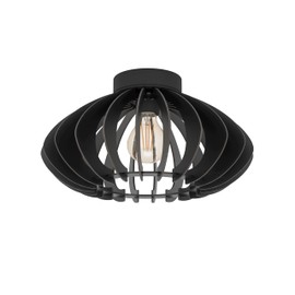 Eglo Ceiling lamp Cossano 3, Vintage Ceiling Light Fitting, Retro Ceiling spot Made of Metal and Wood in Black, Living Room Lighting with E27 Socket, Ø 38 cm