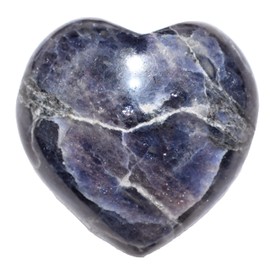 Zenergy Gems Selenite Charged Hand-Carved XL Rare Natural Iolite Pocket Puffy Heart/Palm Heart/Worry Stone + Selenite Puffy Heart Charger [Included]