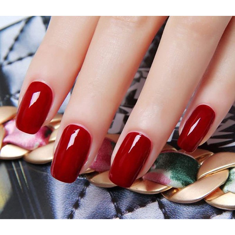 ENFORTEN 500pcs Dark Red ABS Plastic French Full False Fake