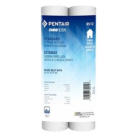 Pentair OMNIFilter RS12 Sediment Water Filter, 10-Inch, Standard Whole House String Wound Sediment Replacement Filter Cartridge, 10" x 2.5", 20 Micron, Pack of 2