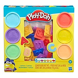 Play-Doh Set de Letras de masa moldeable con accesorios y 6 Latas de diferentes colores primarios y brillantes, para niños y niñas a partir de 3 años
