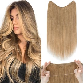 Wire In Hair Extensions One Piece 16inch #27 Dark Blonde 100% Real Remy Human Hair Natural Invisible