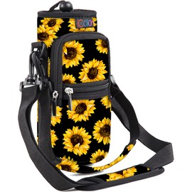 icolor Water Bottle Carrier Bag Holder 25/32/40/64oz,Adjustable Padded Shoulder & Handle Strap Sports Sling Hiking Pack,Insulated Neoprene Wide Mouth Bottle Sleeve