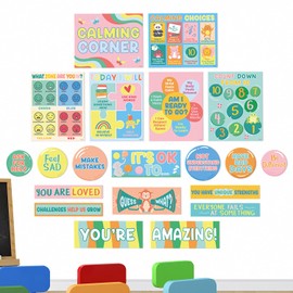 S&O Calm Down Corner to Relax Kids, Soothing Classroom Bulletin Board Sets, Calming Nook Items Toddlers Feelings Chart, Quite Area For Children, Emotions Chart for Toddlers - 20PC