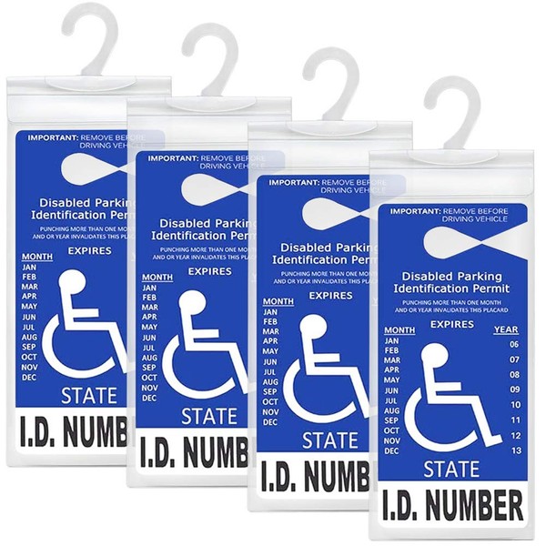 LotFancy Handicap Parking Placard Holder Cover, Disabled Parking Permit with Large Hanger for Autos, Pack of 4