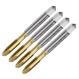 sourcing map 4pcs Spiral Point Plug Taps, M6 x 1 Metric Thread Screw Tap, Titanium Coated High Speed Steel 6542, Machine Tapping Threading Repair Tool