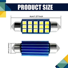 Middrivr 4PCS Interior Car LED Dome Light, Car Reading Light, High-brightness Double-pointed Roof Light, 42mm 2835 LED Bulb Replacement for Cars Map Door Dome Light License Plate Lights (White, 4PCS)