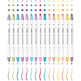 Ohuhu Dot Pens, 15 Colors Set, 0.5mm, Press Dot Markers, Metallic and Basic Colors, Dot Color Pens, Water-Based Pens, Drawing Set, DIY Memo, Coloring, Doodling