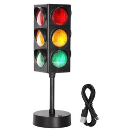 11 Inch Traffic Light Lamp with Base for Room Decoration, Stop Light Lamp with Color Changing and Blinking Modes, Traffic Light Desk Lamp for Bedroom, Classroom,Party Decorations, 1 Pack